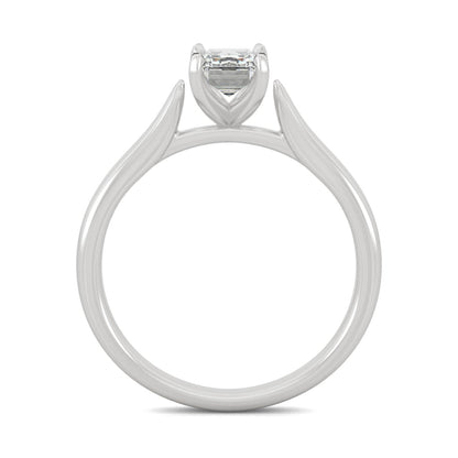 1.00 CTW DEW Emerald Moissanite Solitaire Ring in 14K White Gold