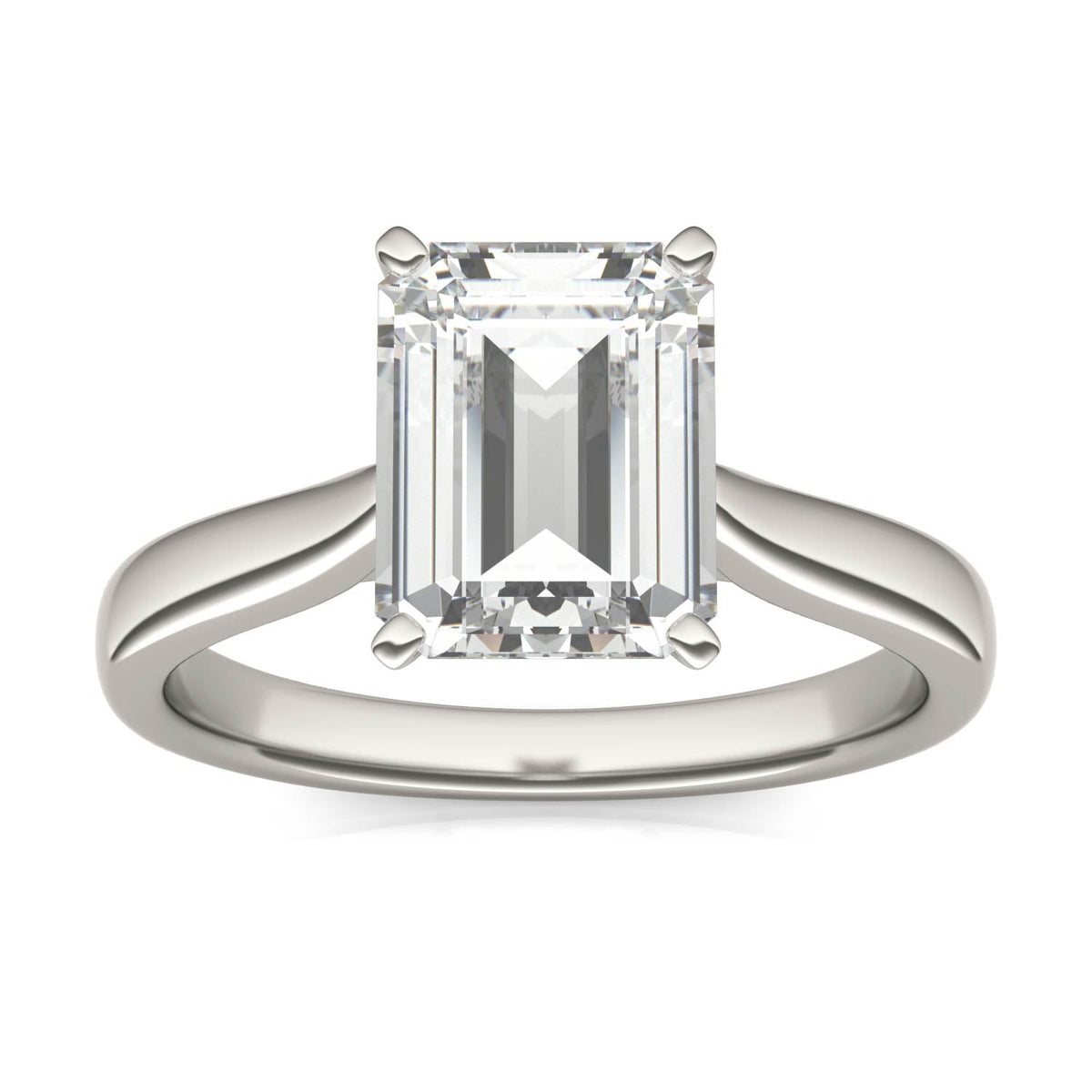 2.52 CTW DEW Emerald Moissanite Solitaire Ring in 14K White Gold