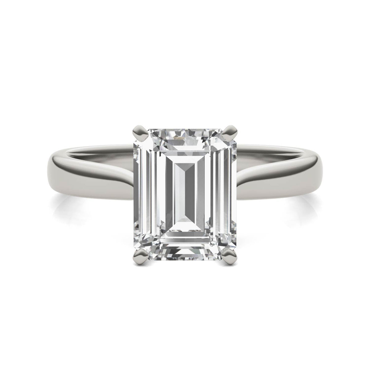 2.52 CTW DEW Emerald Moissanite Solitaire Ring in 14K White Gold