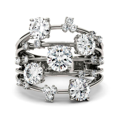3.14 CTW DEW Round Moissanite Galaxy Ring in 14K White Gold