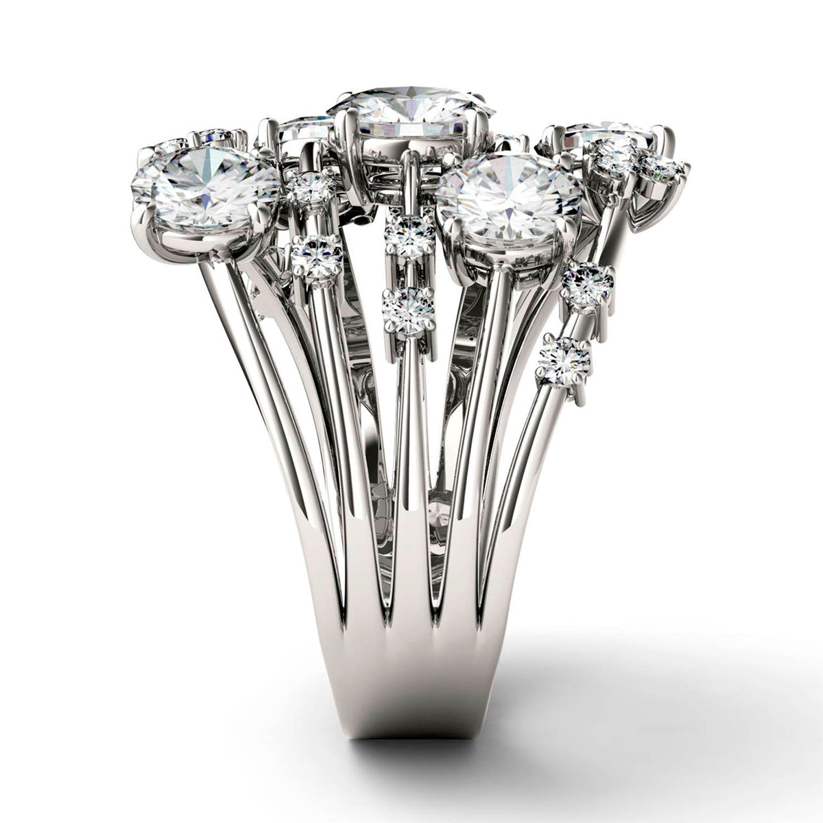 3.14 CTW DEW Round Moissanite Galaxy Ring in 14K White Gold