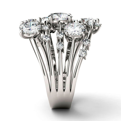 3.14 CTW DEW Round Moissanite Galaxy Ring in 14K White Gold