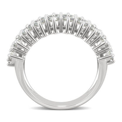 3.00 CTW DEW Round Moissanite Three-Row Ring in 14K White Gold