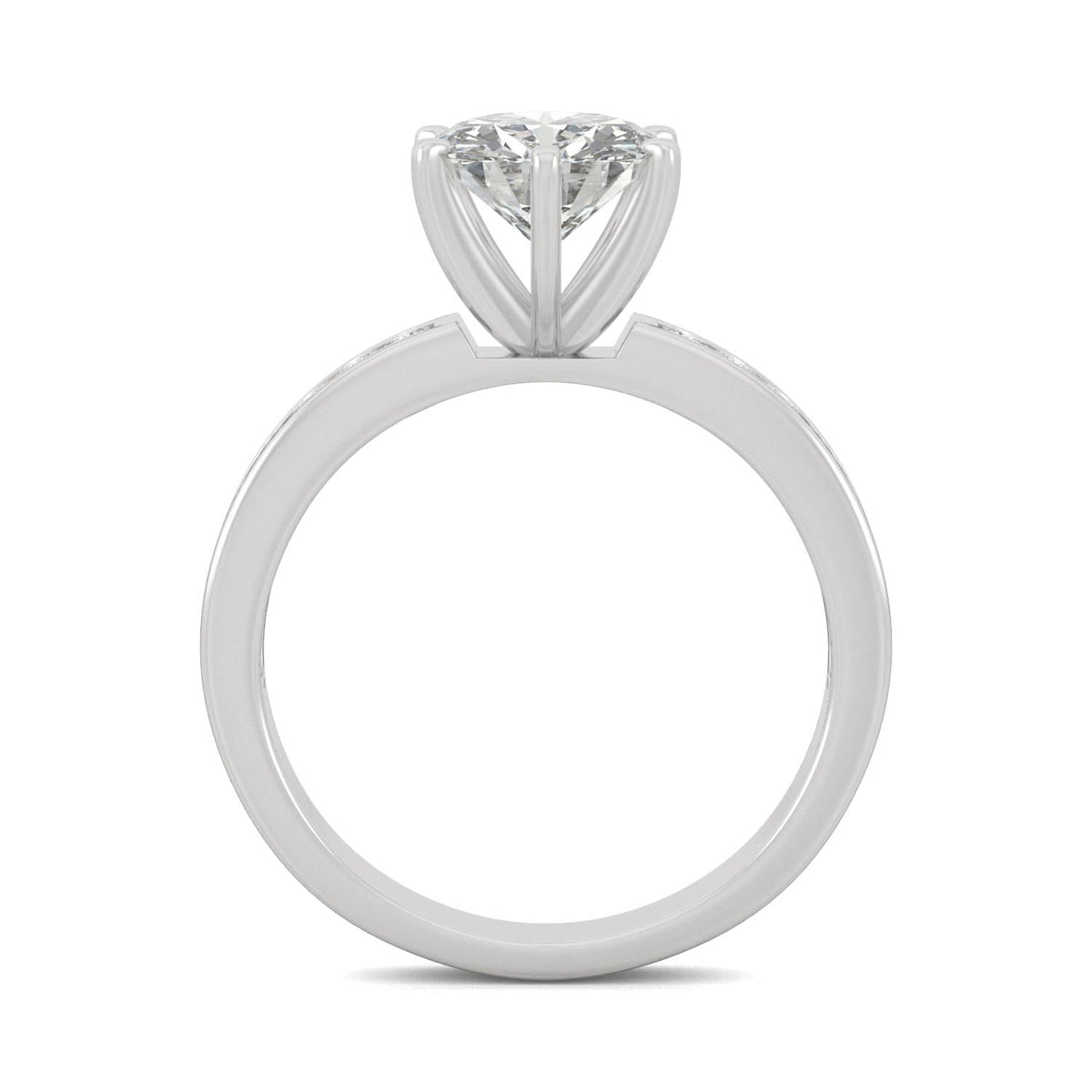 1.70 CTW DEW Round Moissanite Engagement Ring in 14K White Gold