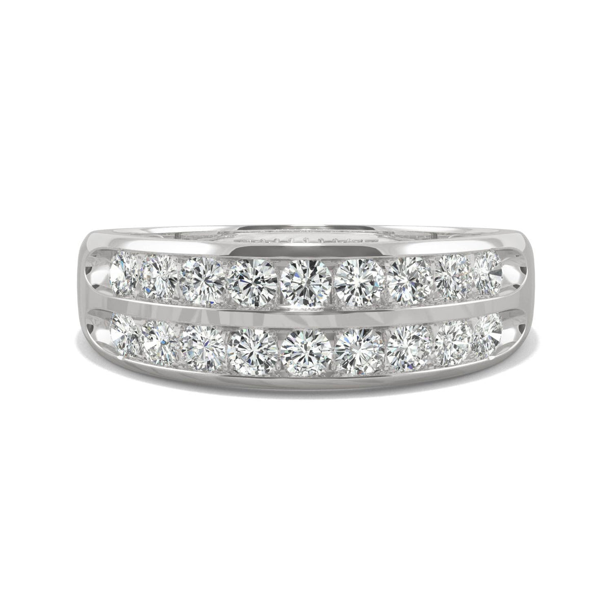 0.72 CTW DEW Round Moissanite Two Row Ring in 14K White Gold