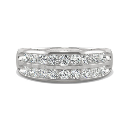0.72 CTW DEW Round Moissanite Two Row Ring in 14K White Gold