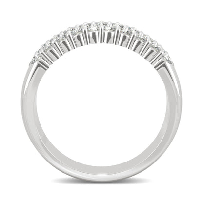 0.93 CTW DEW Round Moissanite Three-Row Ring in 14K White Gold