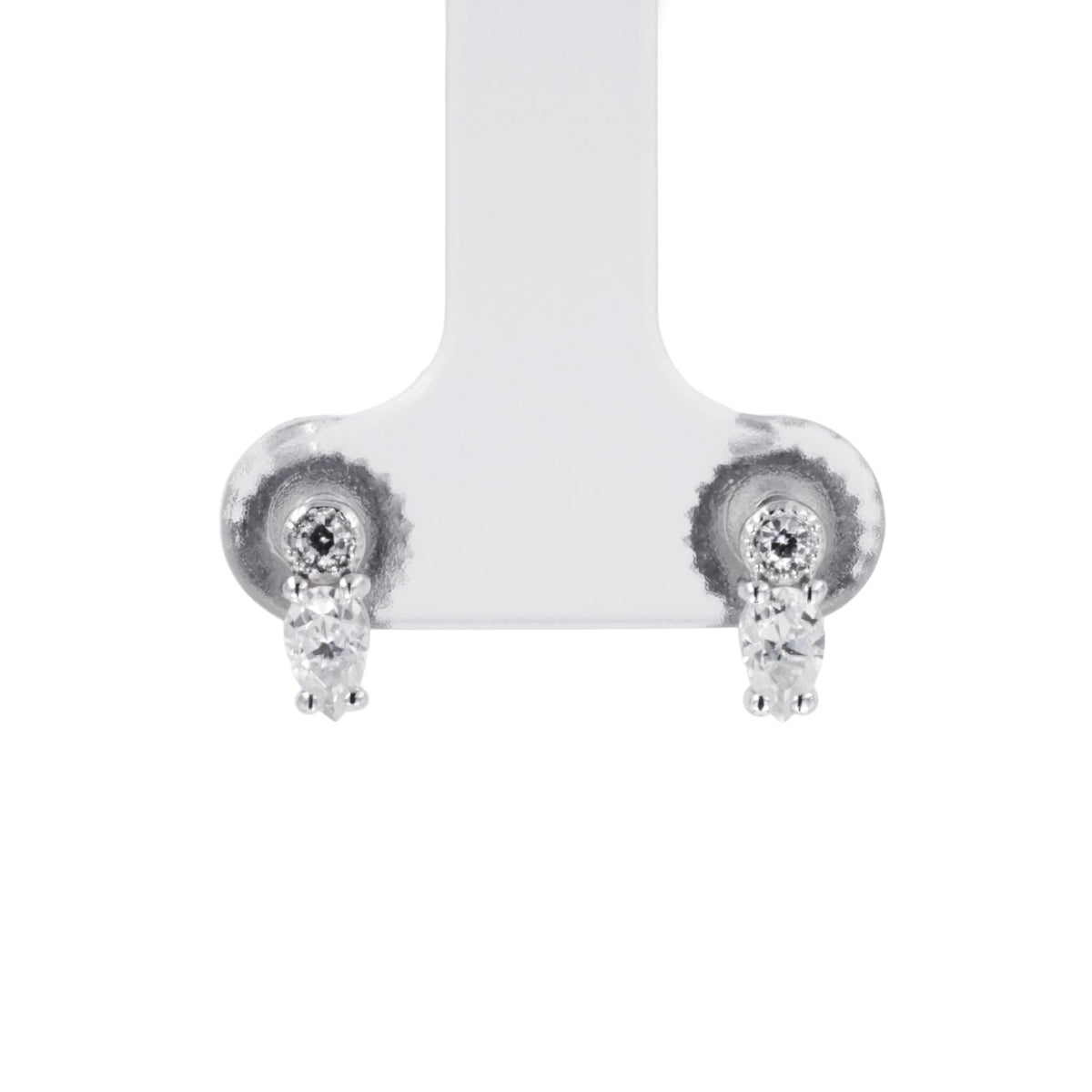 0.48 CTW DEW Round and Pear Moissanite Mini Stud Earrings in 10K White Gold