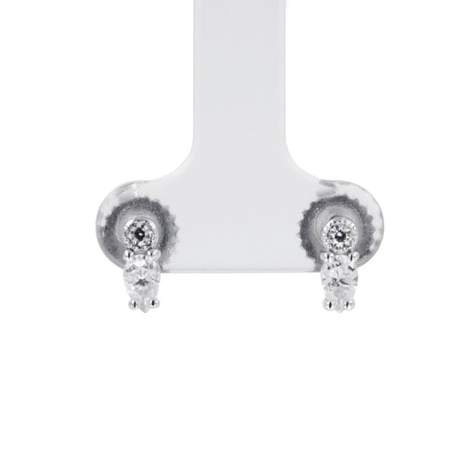 0.48 CTW DEW Round and Pear Moissanite Mini Stud Earrings in 10K White Gold