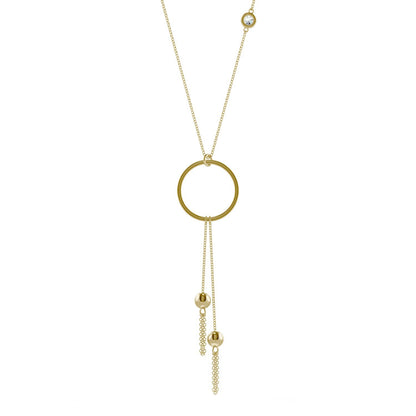 0.10 CTW DEW Round Moissanite Drop Lariat Necklace in 14K Yellow Gold