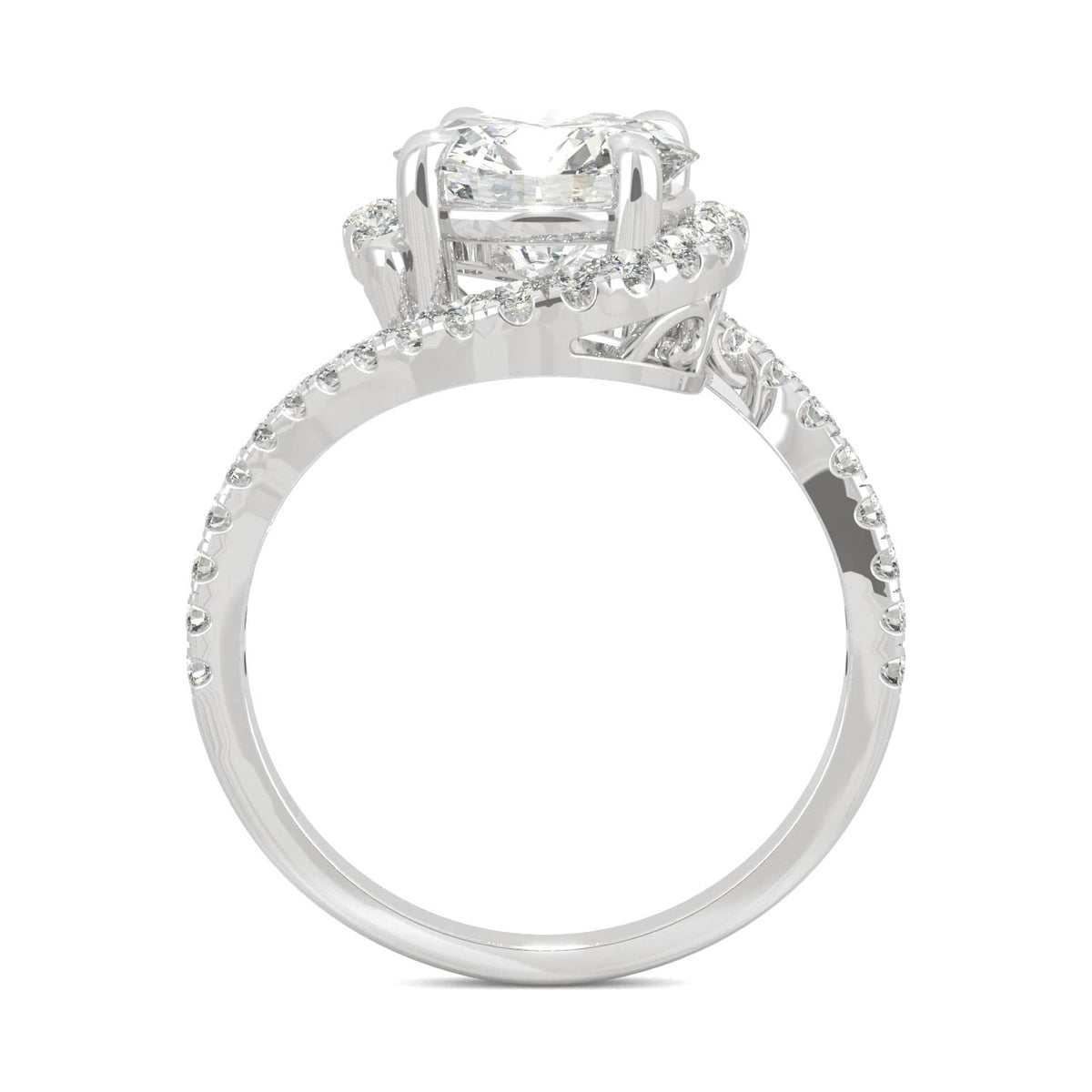2.24 CTW DEW Round Moissanite Bypass Ring in 14K White Gold