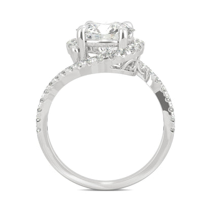 2.24 CTW DEW Round Moissanite Bypass Ring in 14K White Gold