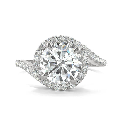 2.24 CTW DEW Round Moissanite Bypass Ring in 14K White Gold