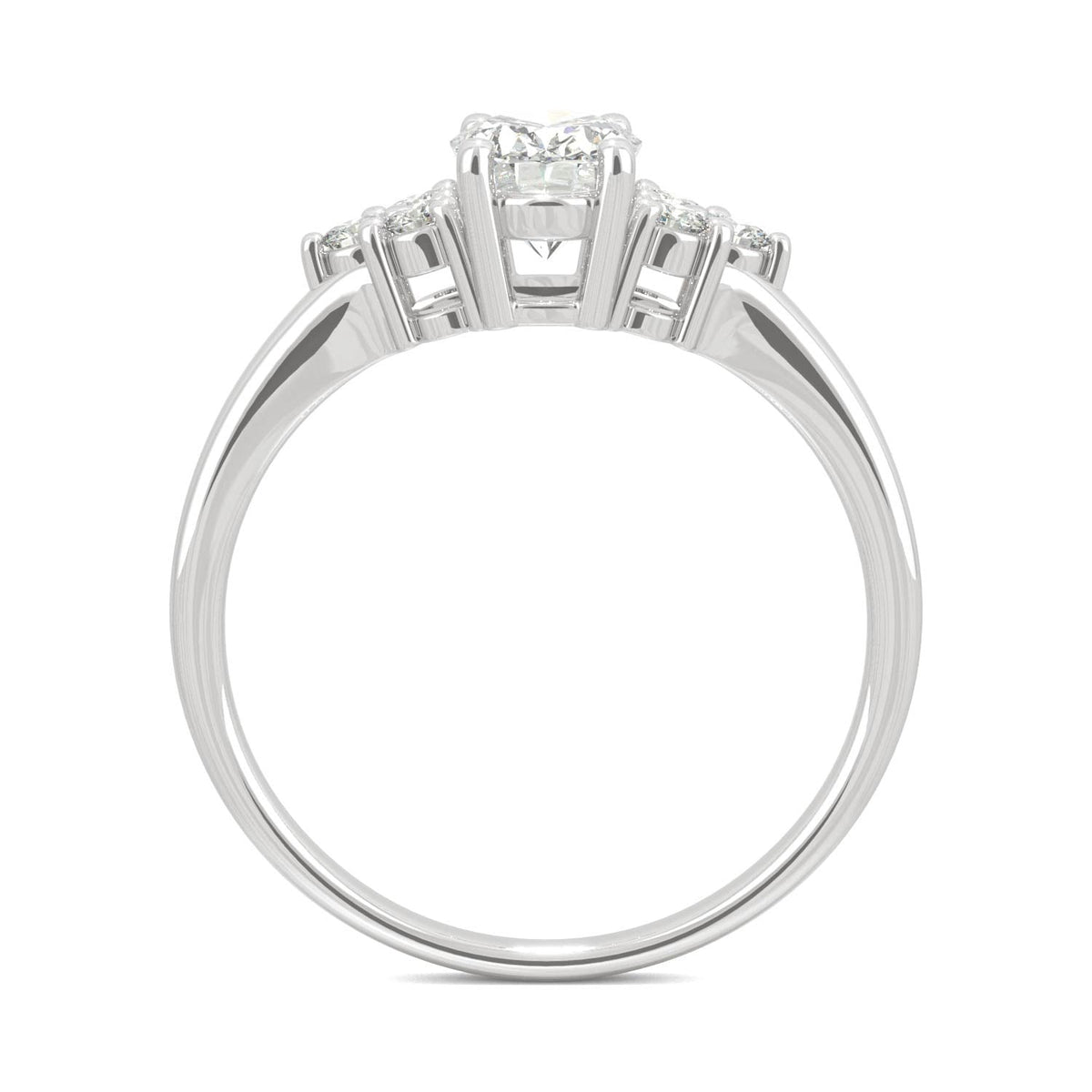1.08 CTW DEW Oval Moissanite Engagement Ring in 14K White Gold