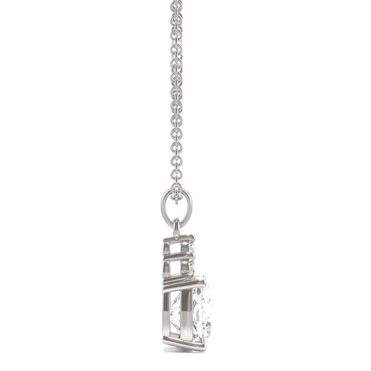1.79 CTW DEW Cushion Moissanite Trio Cluster Pendant in 14K White Gold