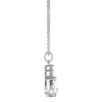 1.79 CTW DEW Cushion Moissanite Trio Cluster Pendant in 14K White Gold