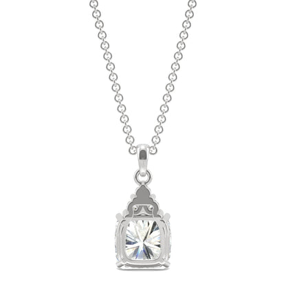 1.79 CTW DEW Cushion Moissanite Trio Cluster Pendant in 14K White Gold