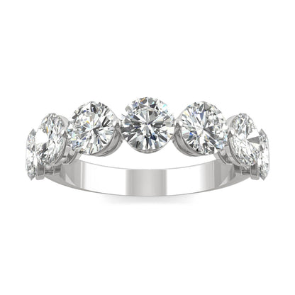 3.50 CTW DEW Round Moissanite Seven-Stone Ring in 14K White Gold