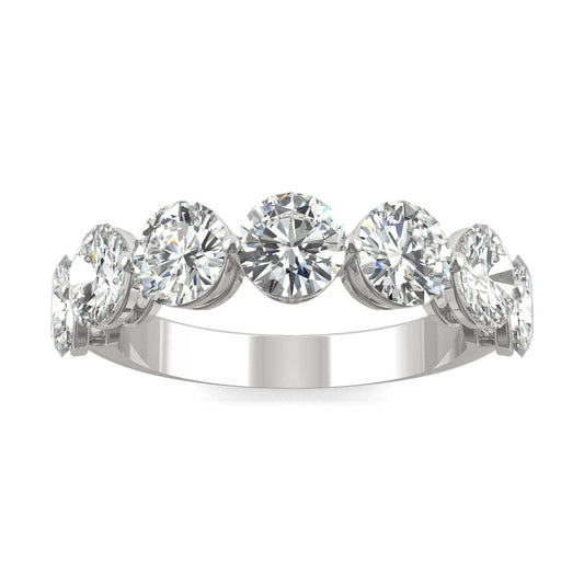 3.50 CTW DEW Round Moissanite Seven-Stone Ring in 14K White Gold