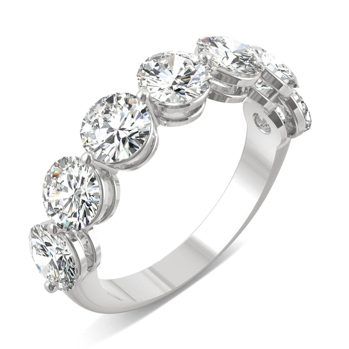 3.50 CTW DEW Round Moissanite Seven-Stone Ring in 14K White Gold