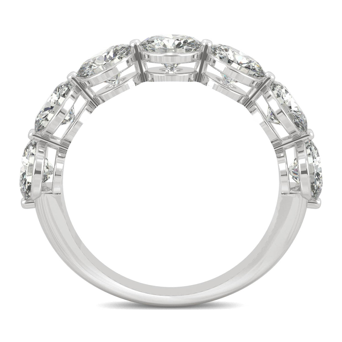 3.50 CTW DEW Round Moissanite Seven-Stone Ring in 14K White Gold