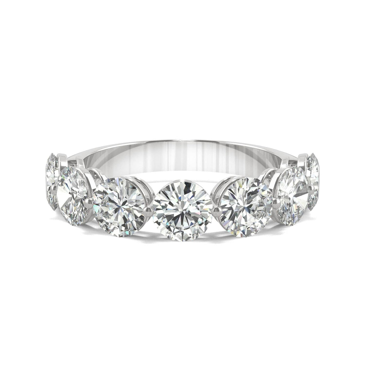 3.50 CTW DEW Round Moissanite Seven-Stone Ring in 14K White Gold