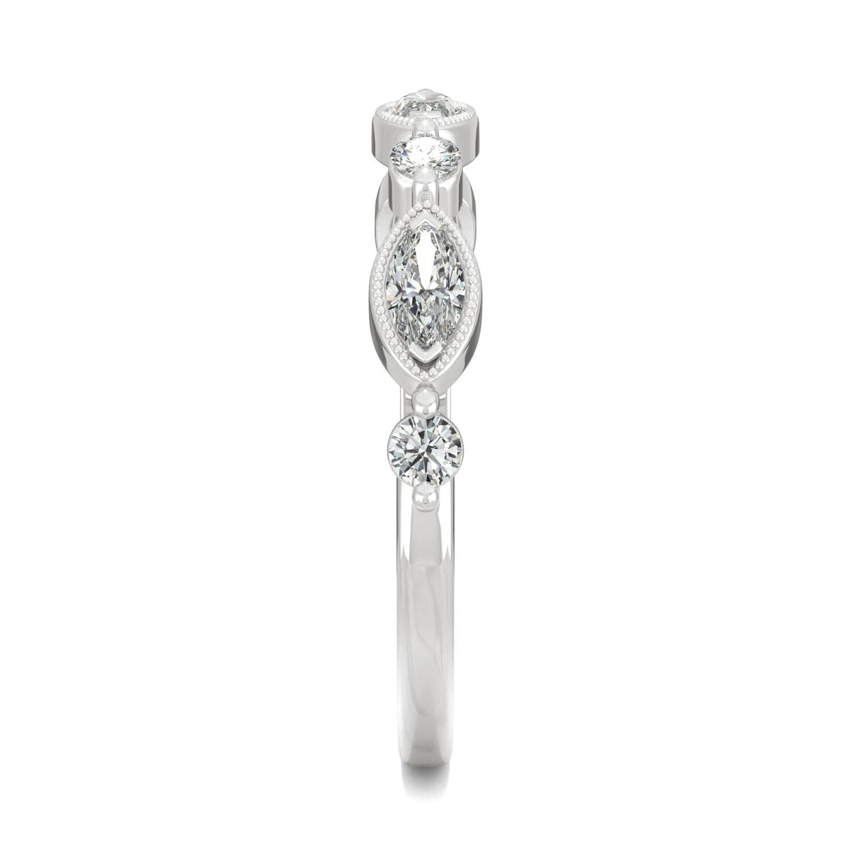 0.33 CTW DEW Marquise Moissanite Anniversary Band in 14K White Gold