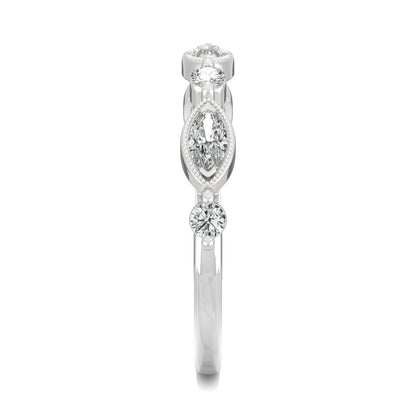 0.33 CTW DEW Marquise Moissanite Anniversary Band in 14K White Gold