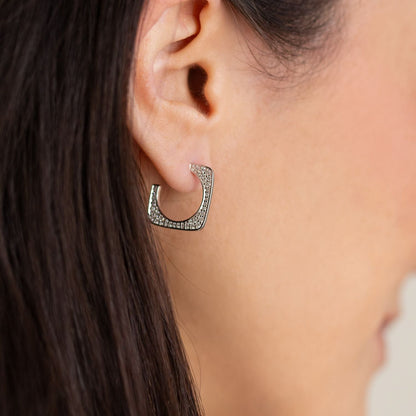 0.72 CTW DEW Moissanite Open Square Hoop Earrings in Sterling Silver