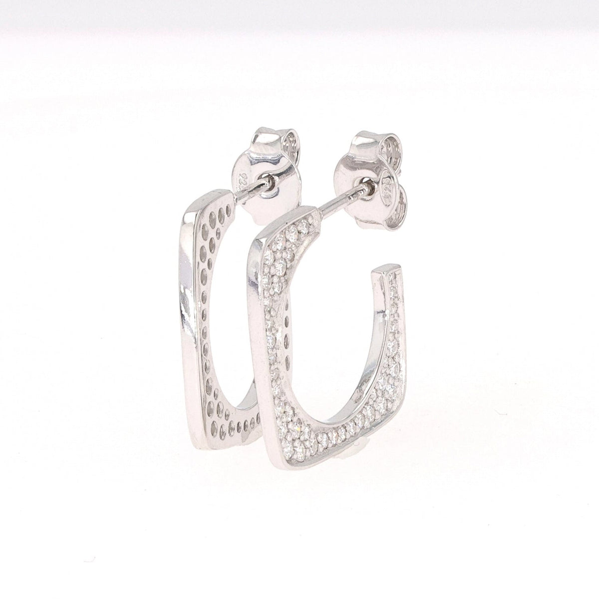 0.72 CTW DEW Moissanite Open Square Hoop Earrings in Sterling Silver