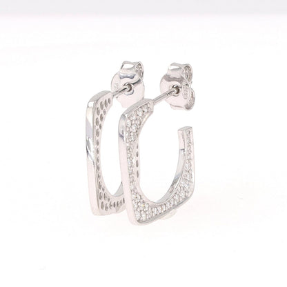 0.72 CTW DEW Moissanite Open Square Hoop Earrings in Sterling Silver