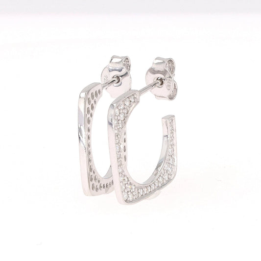 0.72 CTW DEW Moissanite Open Square Hoop Earrings in Sterling Silver