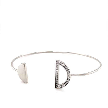 0.16 CTW DEW Moissanite Geometric Open Bangle Bracelet in Sterling Silver