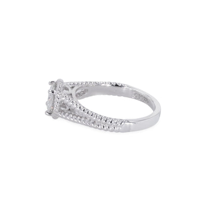 1.00 CTW DEW Round Moissanite Split-Shank Engagement Ring in Sterling Silver