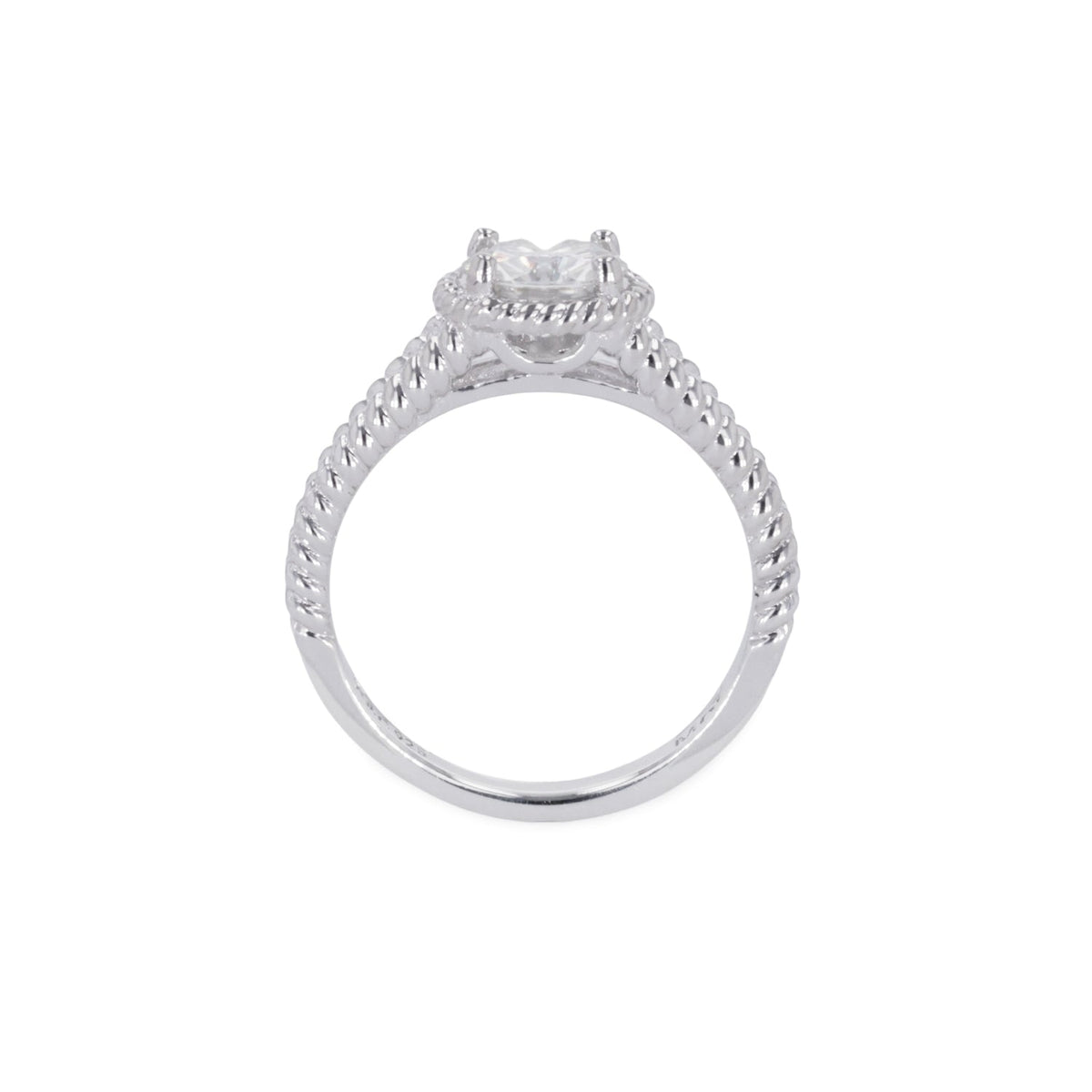 1.00 CTW DEW Round Moissanite Split-Shank Engagement Ring in Sterling Silver