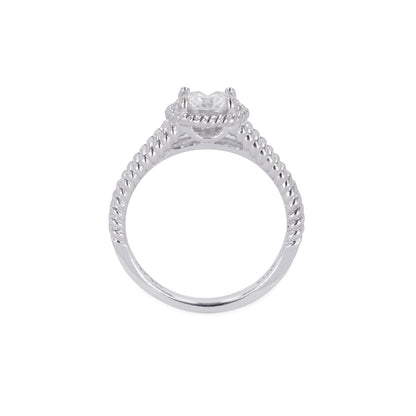 1.00 CTW DEW Round Moissanite Split-Shank Engagement Ring in Sterling Silver