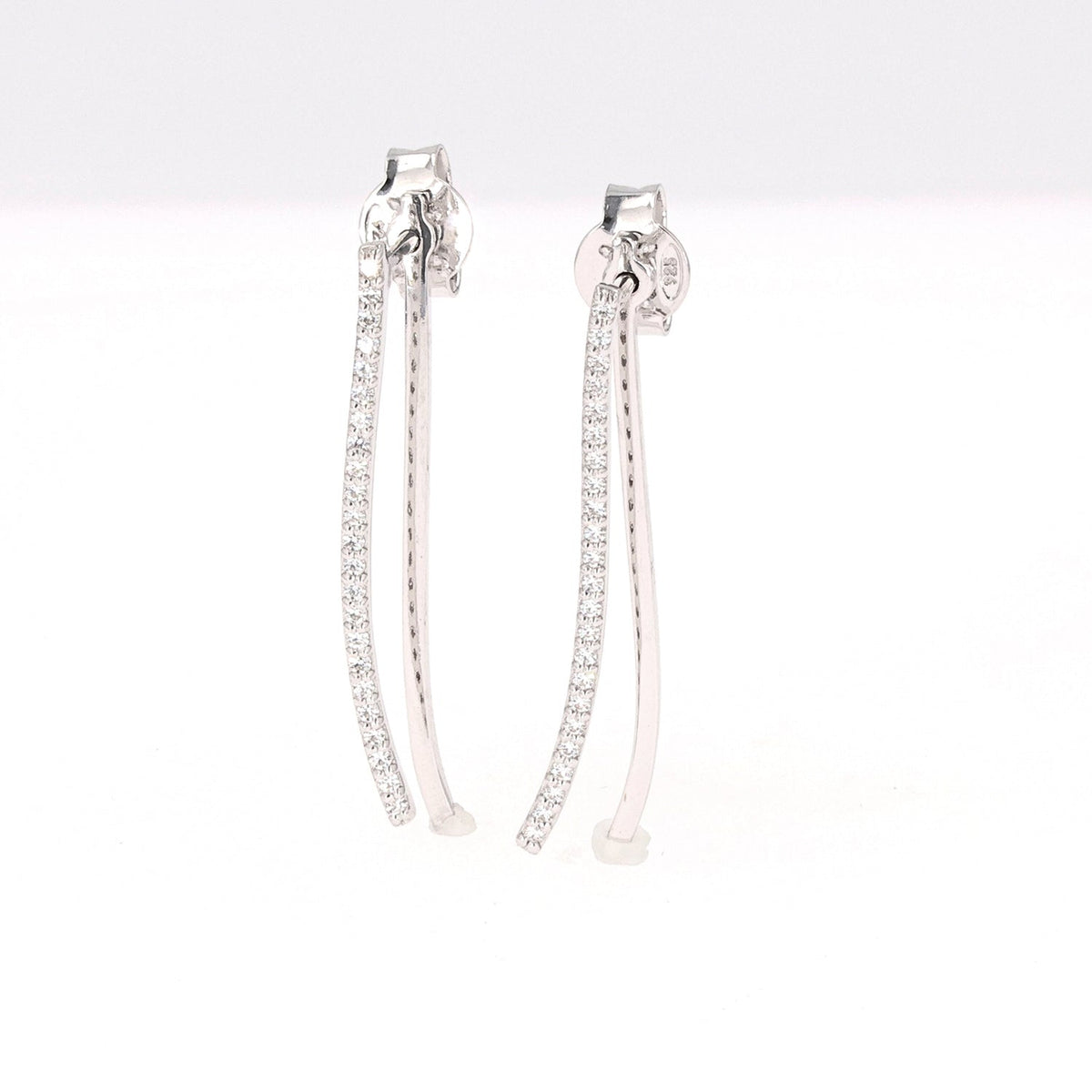 0.23 CTW DEW Moissanite Bar Drop Earrings in Sterling Silver