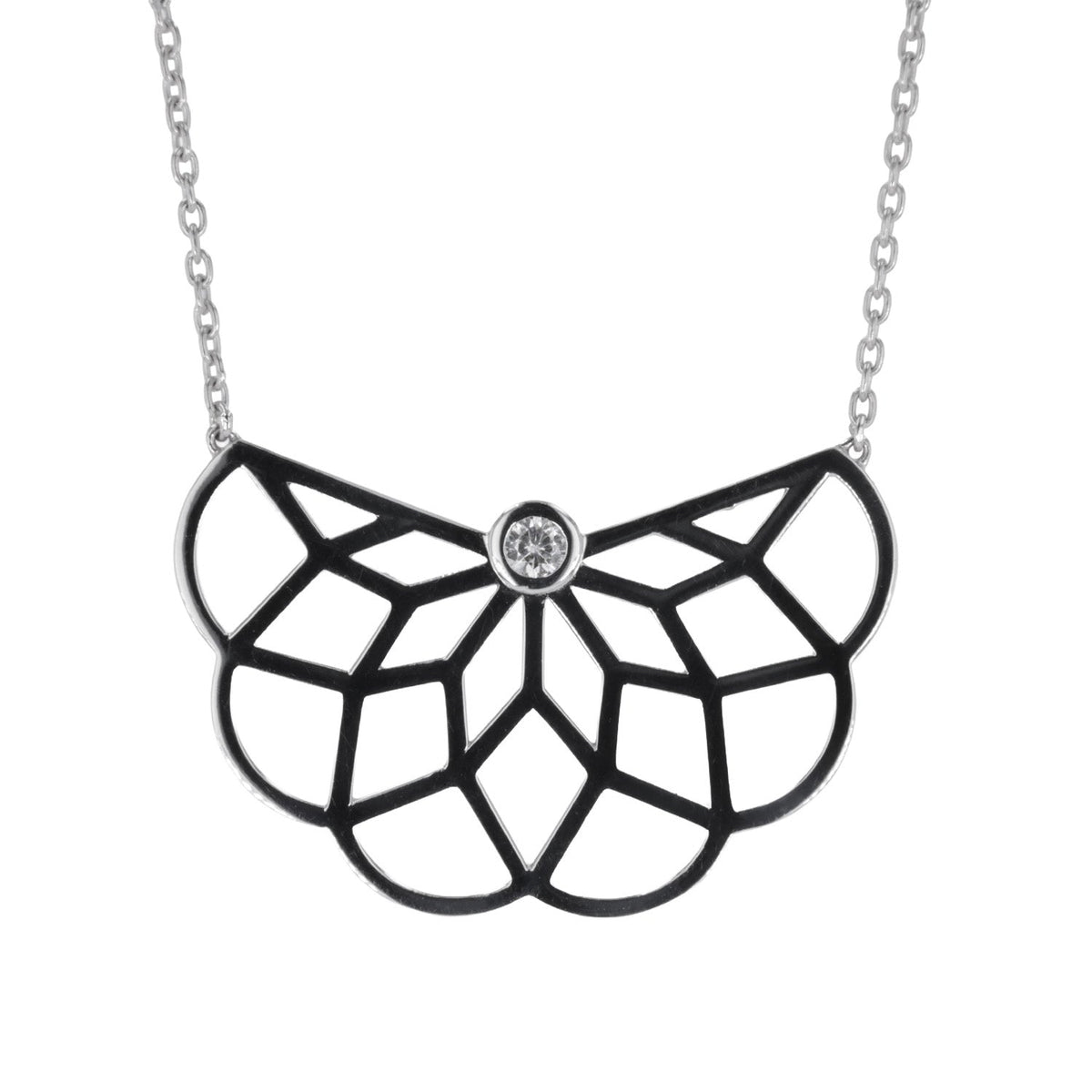 0.10 CTW DEW Moissanite Rosace Necklace in Sterling Silver