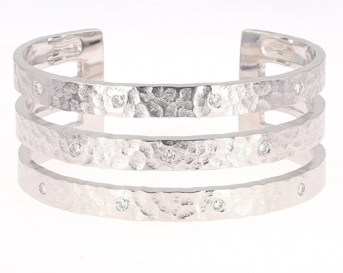 0.66 CTW DEW Moissanite Triple-Row Cuff Bracelet in Sterling Silver