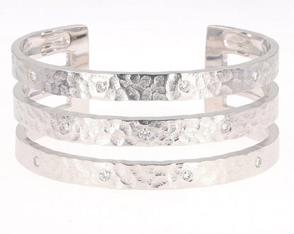 0.66 CTW DEW Moissanite Triple-Row Cuff Bracelet in Sterling Silver