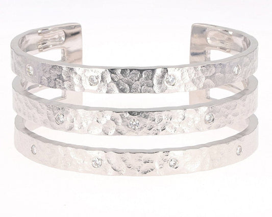 0.66 CTW DEW Moissanite Triple-Row Cuff Bracelet in Sterling Silver