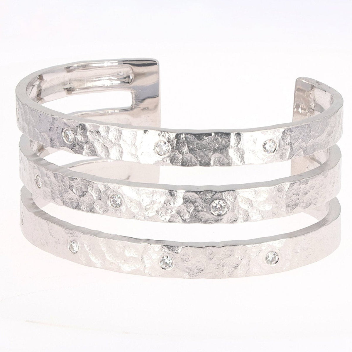 0.66 CTW DEW Moissanite Triple-Row Cuff Bracelet in Sterling Silver