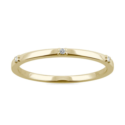 0.02 CTW DEW Round Moissanite Three-Stone Stackable Band in 14K Yellow Gold