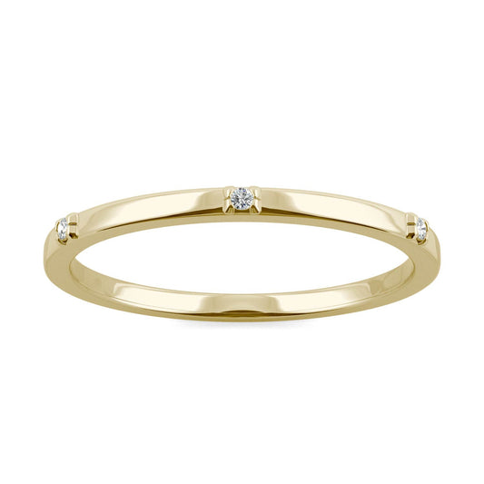 0.02 CTW DEW Round Moissanite Three-Stone Stackable Band in 14K Yellow Gold
