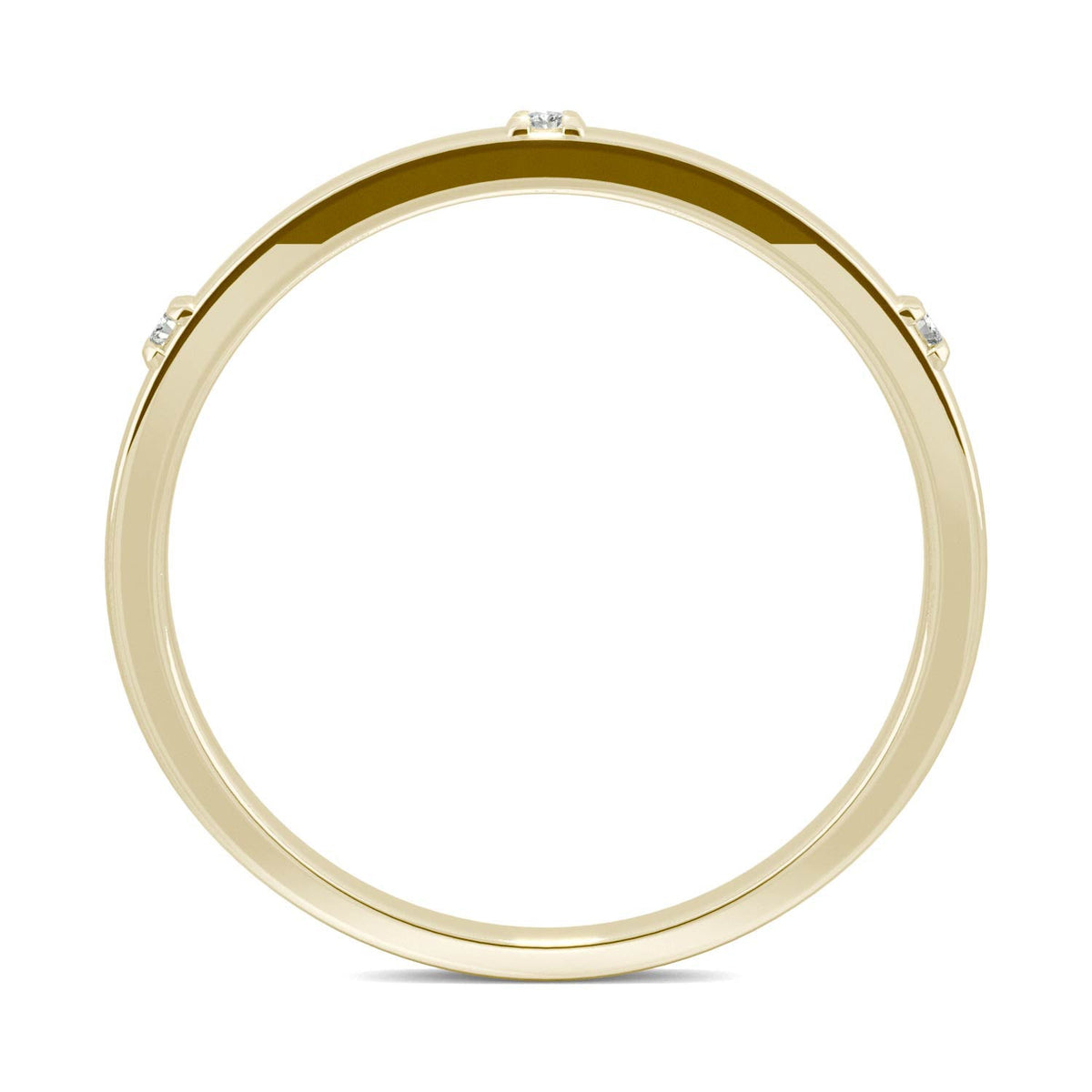 0.02 CTW DEW Round Moissanite Three-Stone Stackable Band in 14K Yellow Gold