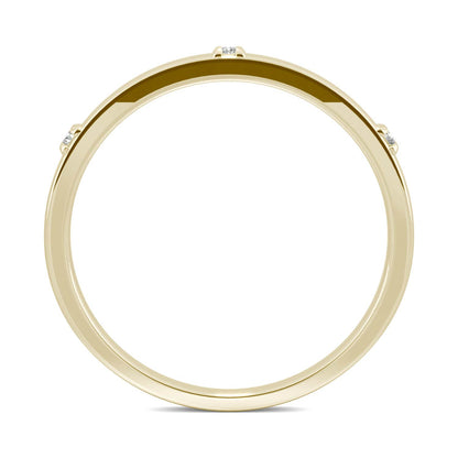 0.02 CTW DEW Round Moissanite Three-Stone Stackable Band in 14K Yellow Gold