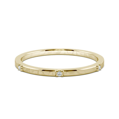 0.02 CTW DEW Round Moissanite Three-Stone Stackable Band in 14K Yellow Gold