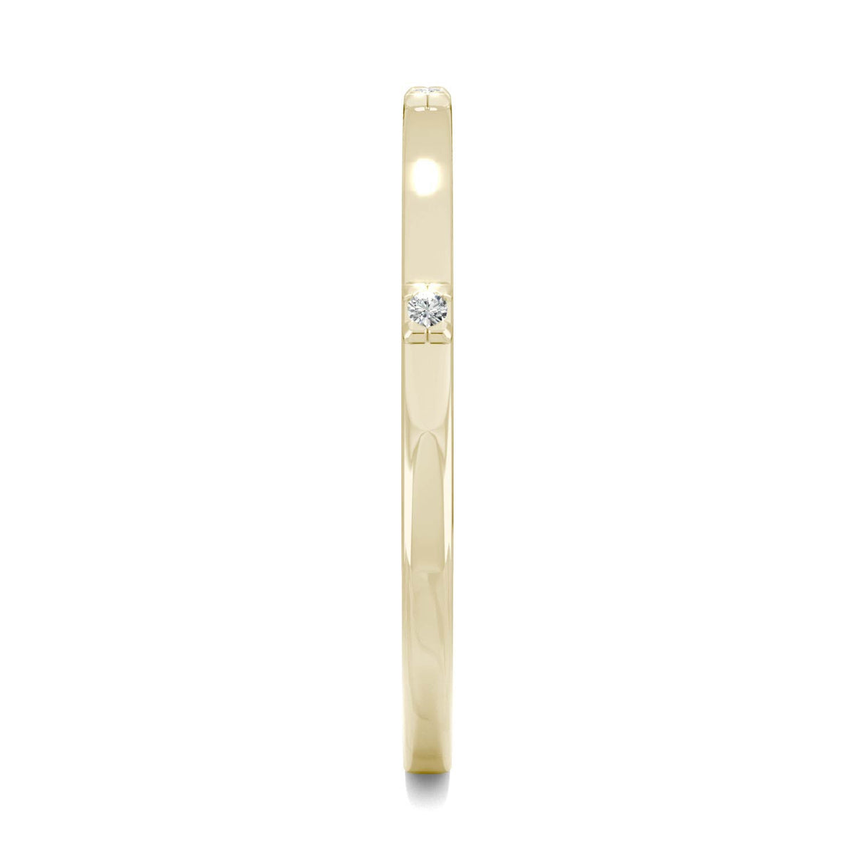 0.02 CTW DEW Round Moissanite Three-Stone Stackable Band in 14K Yellow Gold