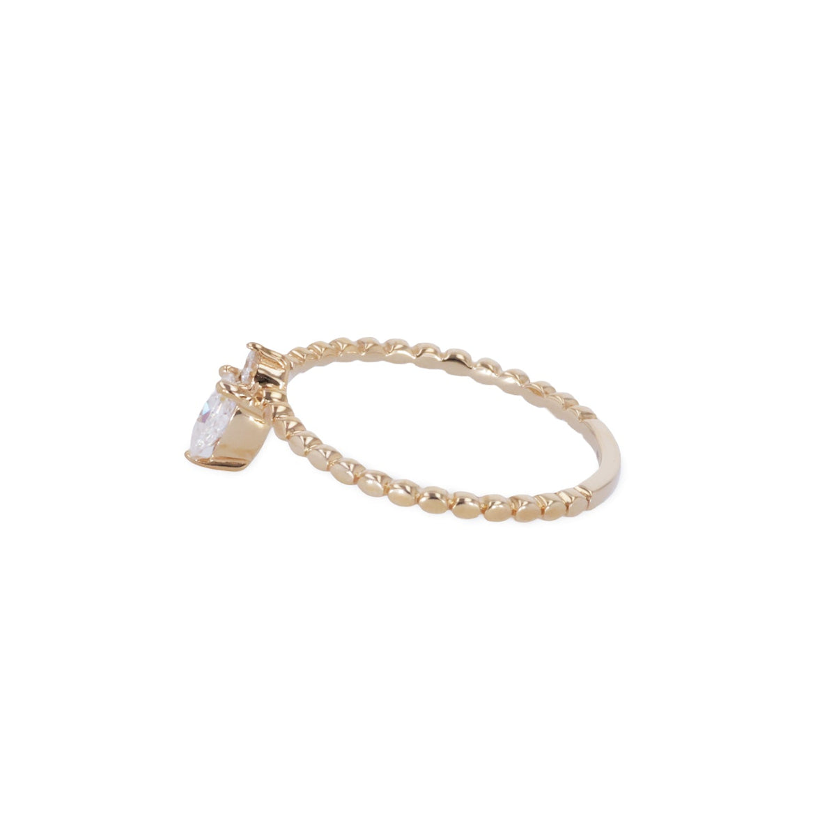 0.24 CTW DEW Pear Moissanite Stackable Band in 14K Yellow Gold