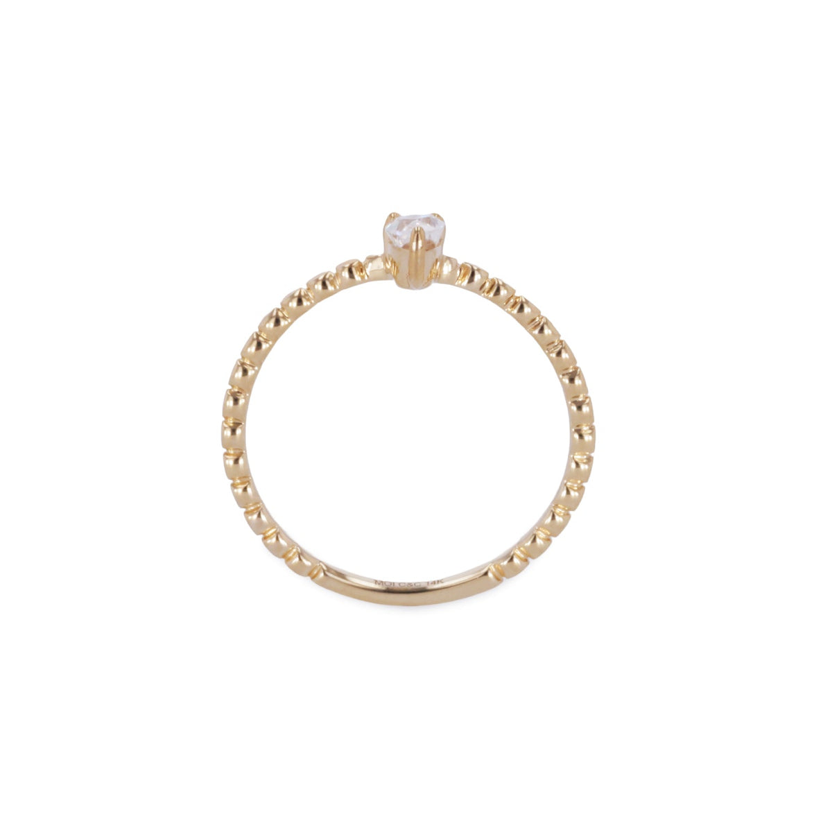 0.24 CTW DEW Pear Moissanite Stackable Band in 14K Yellow Gold